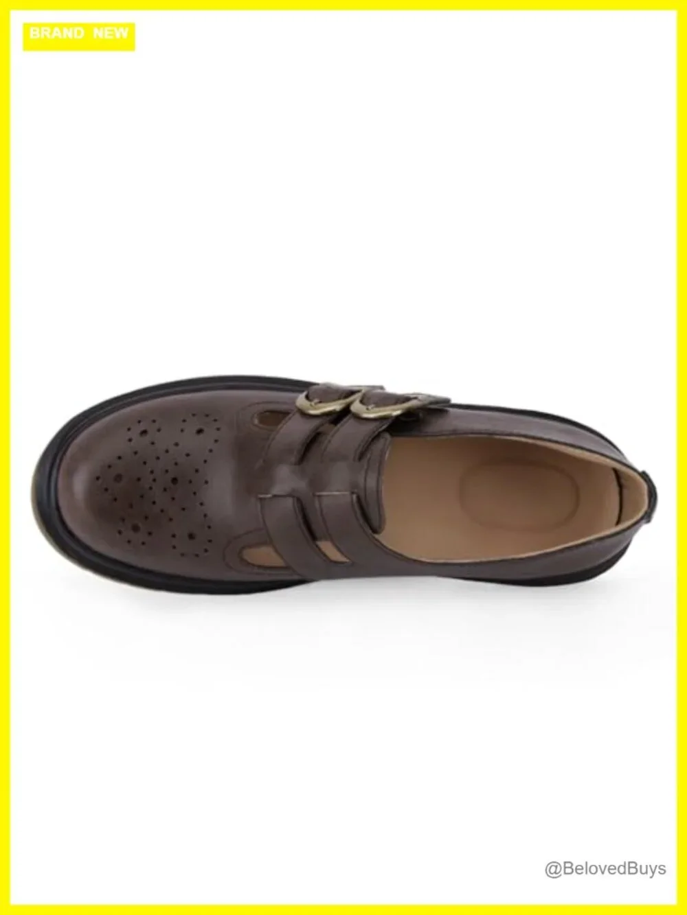 Chunky Platform Mary Jane Loafers with Double Buckle Straps Faux Leather